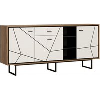 Product photograph of Brolo Walnut And White Extra Large Sideboard - 3 Doors from Choice Furniture Superstore