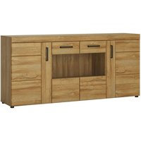 Product photograph of Cortina Oak Effect Glazed 4 Door Extra Large Sideboard from Choice Furniture Superstore