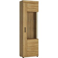 Product photograph of Cortina Oak Effect Tall Glazed Display Cabinet - Rhf from Choice Furniture Superstore