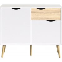 Product photograph of Oslo White And Oak Effect 2 Door Small Sideboard from Choice Furniture Superstore