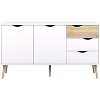 Product photograph of Oslo White And Oak Effect 2 Door Medium Sideboard from Choice Furniture Superstore