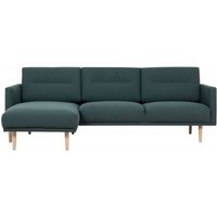 Product photograph of Larvik Green Fabric Corner Sofa With Oak Legs - Lhf from Choice Furniture Superstore