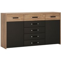 Product photograph of Monaco Black And Oak Effect 2 Door Medium Sideboard from Choice Furniture Superstore
