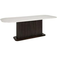 Product photograph of Mayfield White Marble Top 8 Seater Dining Table - Dark Wood Fluted Pedestal Base from Choice Furniture Superstore
