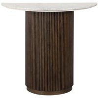 Product photograph of Mayfield White Marble Top Half Moon Console Table - Dark Wood Fluted Base from Choice Furniture Superstore