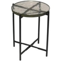 Product photograph of Burrow Black Glass Round Side Table from Choice Furniture Superstore