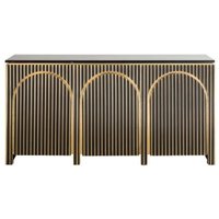 Product photograph of Les Arcs Brushed Gold Ribbed 3 Door Large Sideboard - 160cm from Choice Furniture Superstore