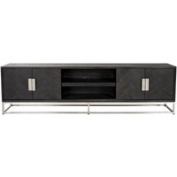 Product photograph of Blackbone Black Oak Extra Large Tv Unit With Silver Trim from Choice Furniture Superstore