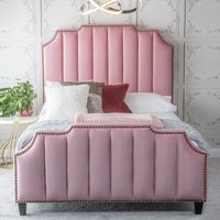 Product photograph of Art Deco Blush Pink Velvet Fabric 5ft King Size Bed from Choice Furniture Superstore