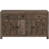Product photograph of Clearance - Dakota Mango Wood Sideboard Indian Dark Walnut Rustic Finish 135cm Medium Cabinet - 3 Door With 3 Drawers - Brand New Item from Choice Furniture Superstore