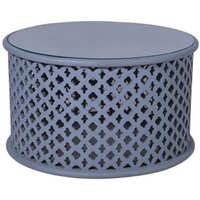 Product photograph of Clearance - Jaipur Lattice Grey Mango Wood Round Coffee Table - Brand New Item from Choice Furniture Superstore