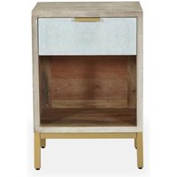 Product photograph of Clearance - Temis Faux Marble Finish Grey Washed 1 Drawer Bedside Cabinet - Brand New Item from Choice Furniture Superstore