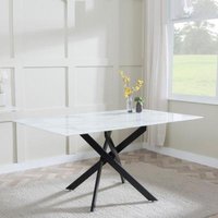 Product photograph of Chopstick White Glass 6 Seater Dining Table With Black Metal Legs from Choice Furniture Superstore