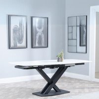 Product photograph of Arctic White Ceramic Swivel Top Extending Dining Table With Black Cross Base - 140cm-200cm from Choice Furniture Superstore