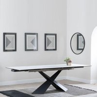 Product photograph of Hayden White Ceramic Extending Dining Table With Black Cross Base from Choice Furniture Superstore