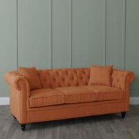 Product photograph of Clearance - Chesterfield Burnt Orange Fabric 3 Seater Sofa from Choice Furniture Superstore
