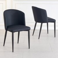 Product photograph of Clearance - 2 X Deco Black Leather Dining Chair With Black Legs - Brand New Item from Choice Furniture Superstore