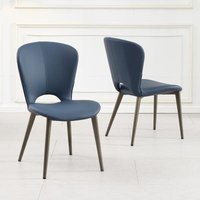 Product photograph of 2 X Clooney Blue Leather Dining Chair from Choice Furniture Superstore