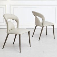 Product photograph of 2 X Dixie Taupe Leather Dining Chair from Choice Furniture Superstore