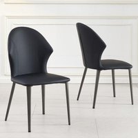 Product photograph of 2 X Elaine Black Leather Dining Chair from Choice Furniture Superstore