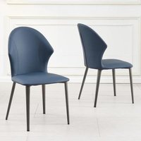 Product photograph of 2 X Elaine Blue Leather Dining Chair from Choice Furniture Superstore