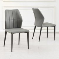 Product photograph of 2 X Harrow Grey Leather Dining Chair from Choice Furniture Superstore