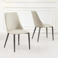Product photograph of 2 X Rosie Taupe Leather Dining Chair from Choice Furniture Superstore