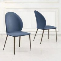 Product photograph of 2 X Astrid Blue Leather Dining Chair from Choice Furniture Superstore