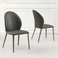 Product photograph of 2 X Astrid Dark Grey Leather Dining Chair from Choice Furniture Superstore