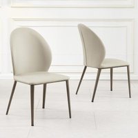 Product photograph of 2 X Astrid Taupe Leather Dining Chair from Choice Furniture Superstore