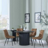 Product photograph of Bern Fluted Black 4 Seater Round Dining Set - 4 Corona Brown Fabric Chairs from Choice Furniture Superstore