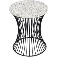 Product photograph of Clearance - Ritz Terrazzo Drum Shape Accent Table Black Wire Metal Base - Brand New Item from Choice Furniture Superstore
