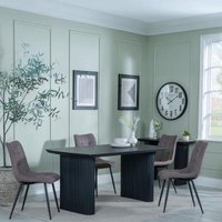 Product photograph of Bern Fluted Black Dining Set - Corona Camel Fabric Chairs from Choice Furniture Superstore