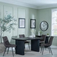Product photograph of Bern Fluted Black Dining Set - Corona Grey Fabric Chairs from Choice Furniture Superstore