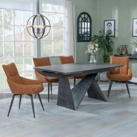 Product photograph of Garvin Dark Grey Ceramic Extending Dining Set - Ace Orange Fabric Swivel Dining Chair from Choice Furniture Superstore