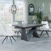 Product photograph of Garvin Dark Grey Ceramic Extending Dining Set - Arctic Cream Velvet Fabric Swivel Dining Chair from Choice Furniture Superstore