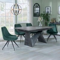 Product photograph of Garvin Dark Grey Ceramic Extending Dining Set - Arctic Green Velvet Fabric Swivel Dining Chair from Choice Furniture Superstore