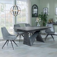 Product photograph of Garvin Dark Grey Ceramic Extending Dining Set - Arctic Grey Velvet Fabric Swivel Dining Chair from Choice Furniture Superstore
