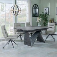 Product photograph of Garvin Dark Grey Ceramic Extending Dining Set - Diego Beige Leather Swivel Dining Chair from Choice Furniture Superstore