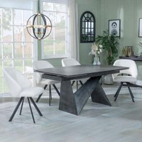 Product photograph of Garvin Dark Grey Ceramic Extending Dining Set - Ion Cream Boucle Teddy Fabric Swivel Dining Chair from Choice Furniture Superstore