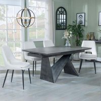 Product photograph of Garvin Dark Grey Ceramic Extending Dining Set - Peyton Cream Fabric Dining Chair from Choice Furniture Superstore