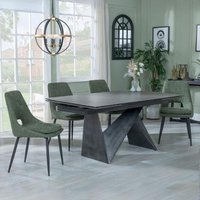 Product photograph of Garvin Dark Grey Ceramic Extending Dining Set - Peyton Green Fabric Dining Chair from Choice Furniture Superstore