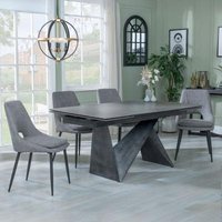 Product photograph of Garvin Dark Grey Ceramic Extending Dining Set - Peyton Grey Fabric Dining Chair from Choice Furniture Superstore