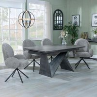 Product photograph of Garvin Dark Grey Ceramic Extending Dining Set - Theo Dark Grey Fabric Swivel Dining Chair from Choice Furniture Superstore
