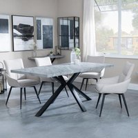 Product photograph of Ezra Grey Concrete Effect Dining Set With Spider Legs - Ace Beige Fabric Swivel Dining Chair from Choice Furniture Superstore