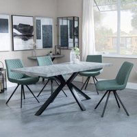 Product photograph of Ezra Grey Concrete Effect Dining Set With Spider Legs - Boden Green Fabric Swivel Dining Chair from Choice Furniture Superstore