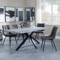 Product photograph of Ezra Grey Concrete Effect Dining Set With Spider Legs - Corona Grey Fabric Dining Chair from Choice Furniture Superstore