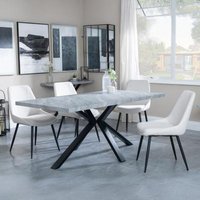Product photograph of Ezra Grey Concrete Effect Dining Set With Spider Legs - Darwin Cream Fabric Dining Chair from Choice Furniture Superstore