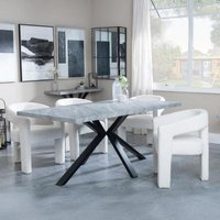 Product photograph of Ezra Grey Concrete Effect Dining Set With Spider Legs - Kiefer Cream Boucle Fabric Dining Chair from Choice Furniture Superstore