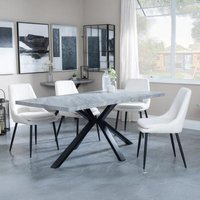 Product photograph of Ezra Grey Concrete Effect Dining Set With Spider Legs - Peyton Cream Fabric Dining Chair from Choice Furniture Superstore